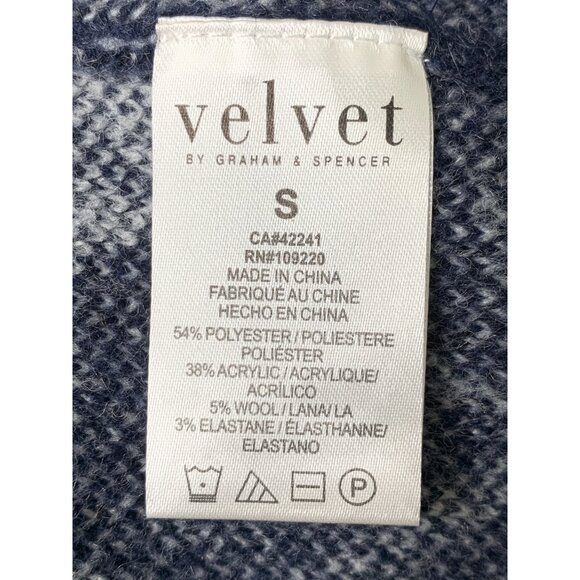 Velvet Graham & Spencer Argyle Navy Grandpa Crop Cardigan Sweater S RM10202 NWT - Picture 8 of 10